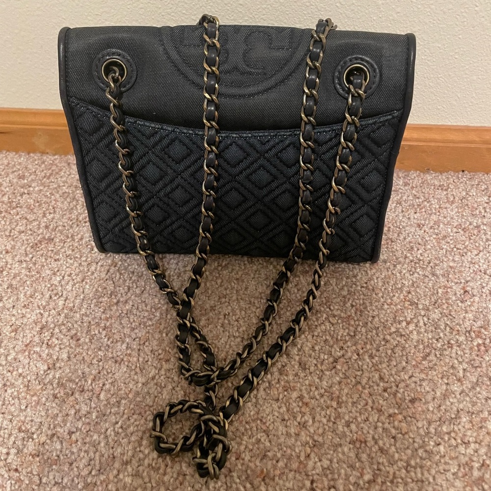 Tory Burch Quilted Denim Flap Bag